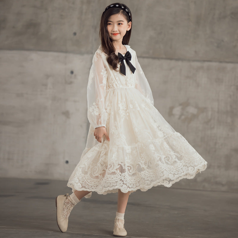 Fashion Children's Simple Long-sleeved Mesh Skirt