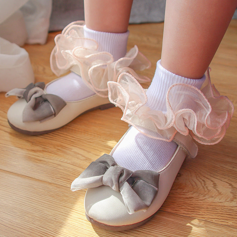 Children's Three-dimensional Lace Mid-tube Cotton Socks