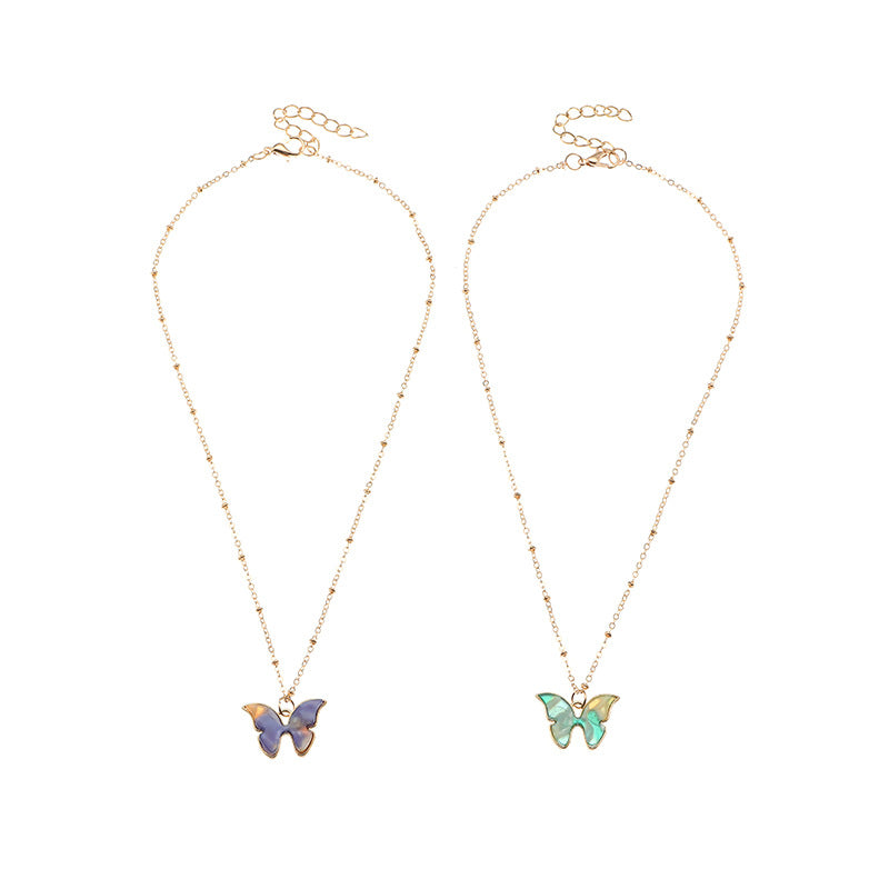 Colorful Butterfly Alloy Pendant Cute Girls Children Necklace