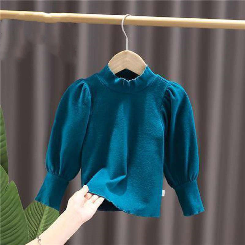Girls Stand Collar Long Sleeve Puff Sleeves