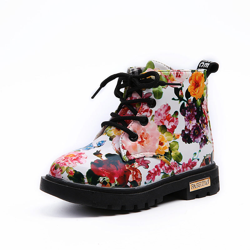 Girls Floral Martin Boots