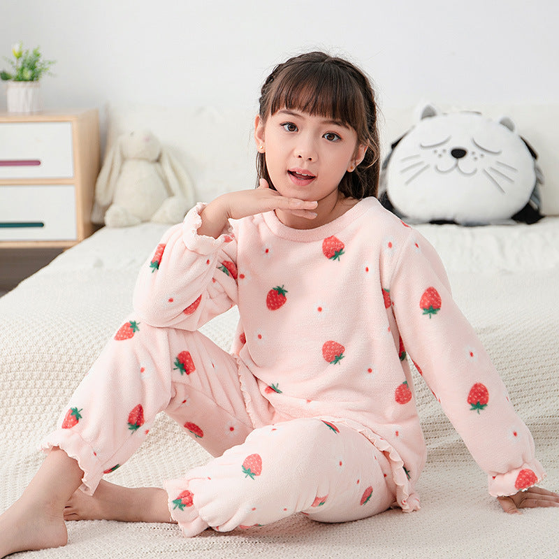 Children's Pajamas Autumn And Winter Cartoon Round Neck Suit