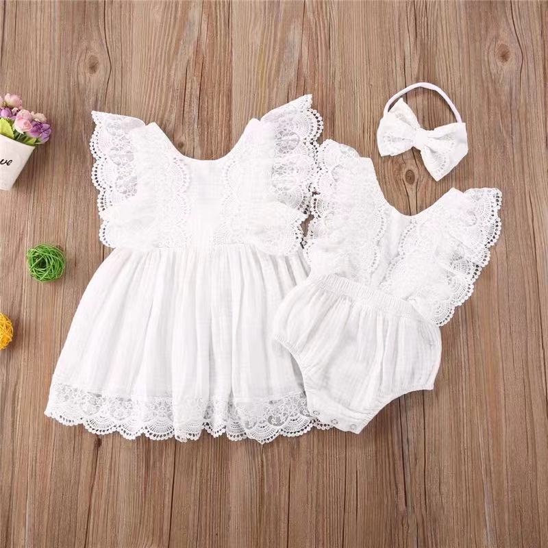 Lace White Mesh Childrens Dress