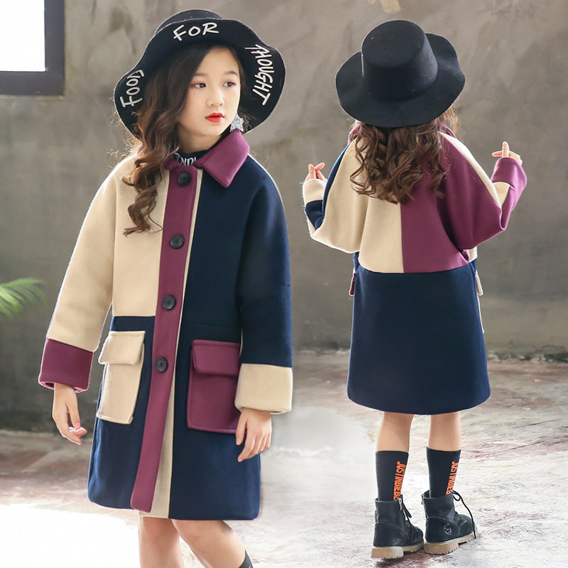 Big Kids Korean AutumnWinter Woolen Coat