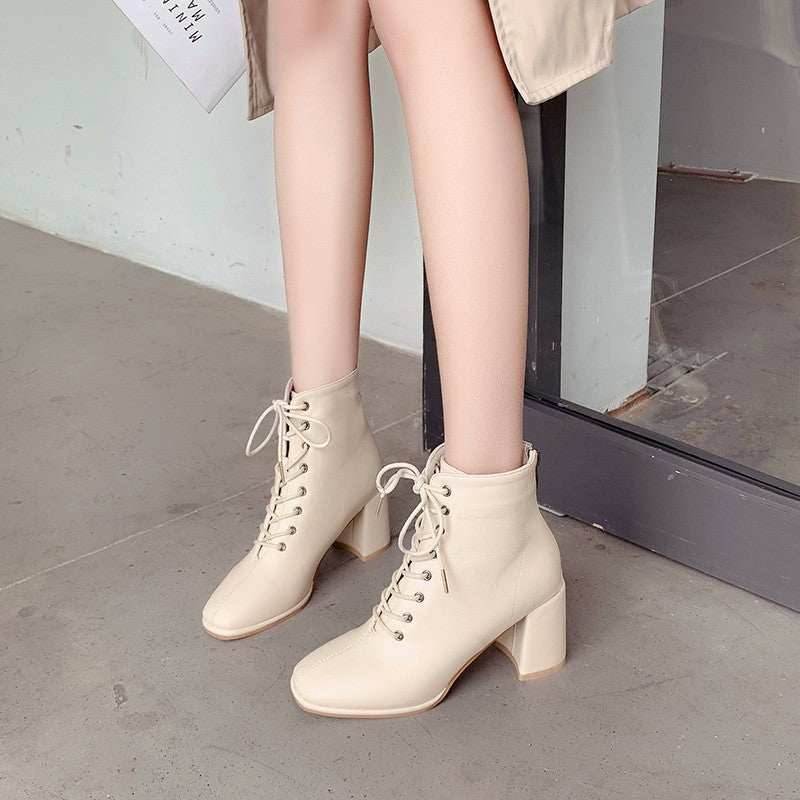 Women's Stubby-heeled Short Martin Boots Mature Fashion