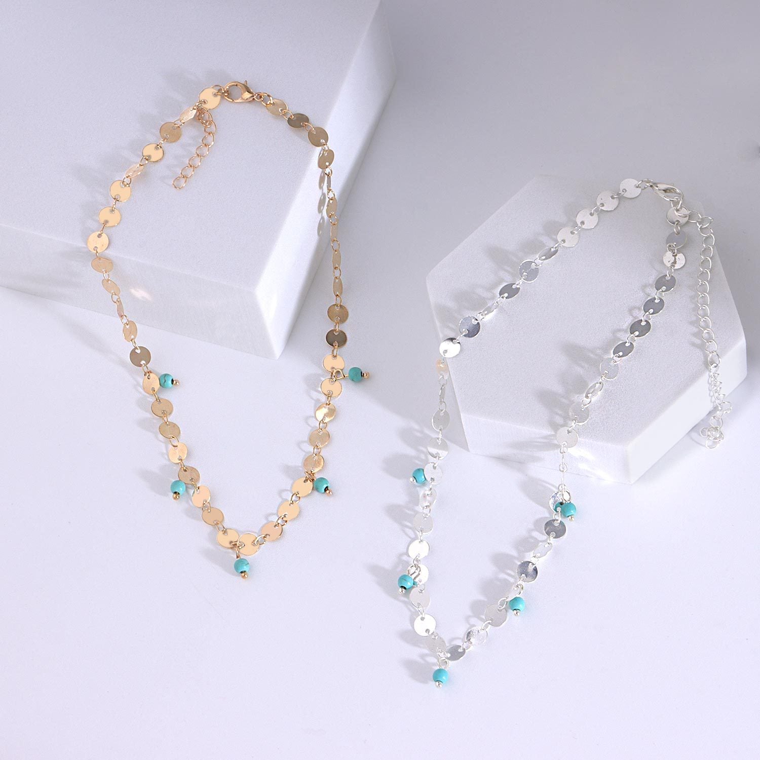 Handmade Chain Turquoise Pendant Necklace Jewelry