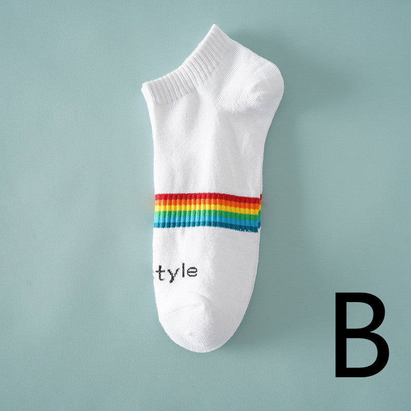 Thin Breathable Socks Low-cut Letter Pattern