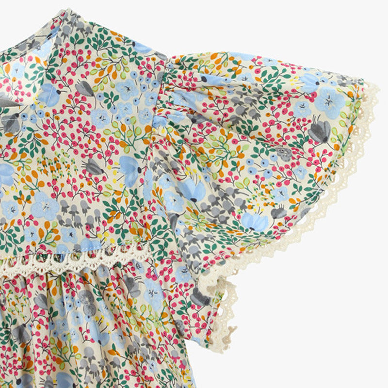 Girls New Lace Dress Floral Beach Skirt