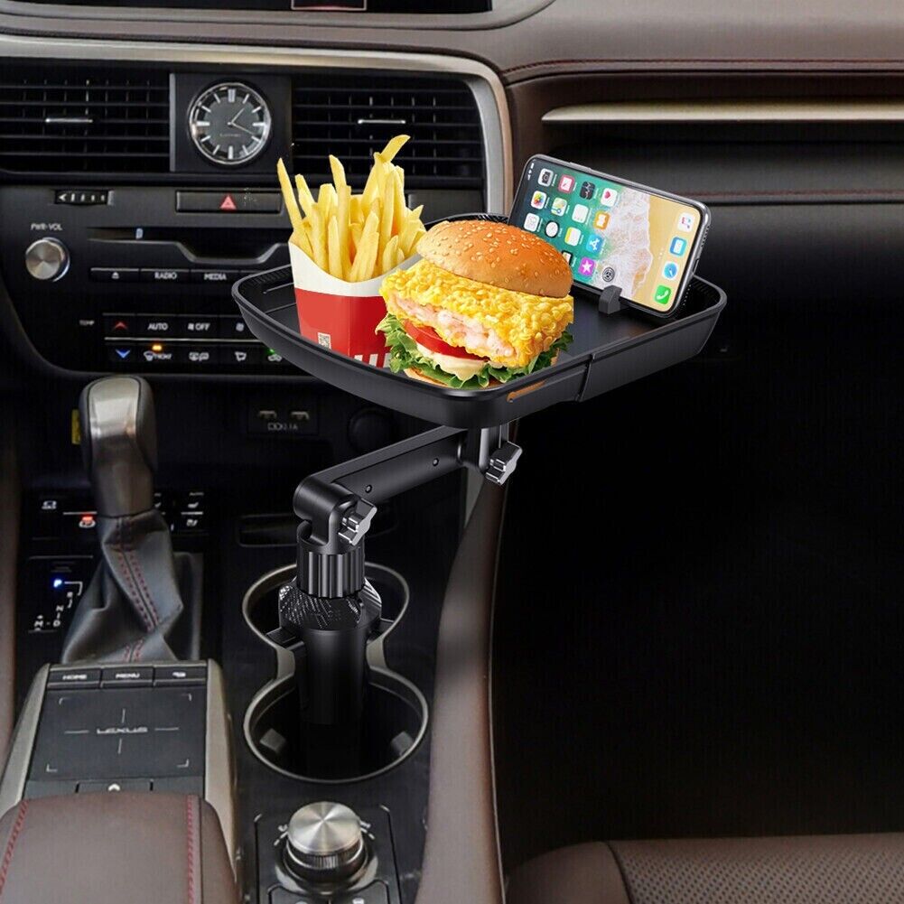 Car Cup Holder With Food Tray - 360° Rotation - Expander & Adjustable For Cars